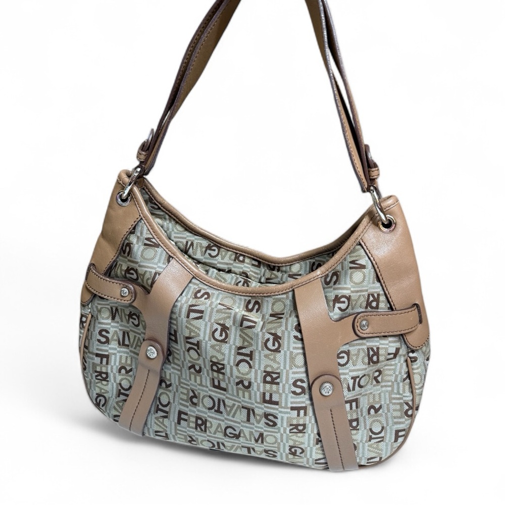 Salvatore Ferragamo Canvas & Leather Shoulder Bag with Callouts SOLD AS IS - Picture 2 of 15